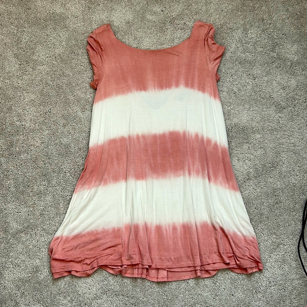 White/Pink Striped NanaMac’s Dress -S